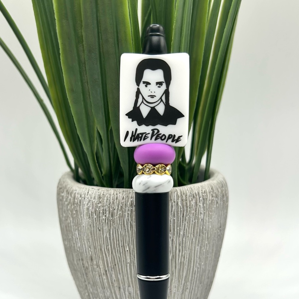 Wednesday Addams - I Hate People Beaded Pen